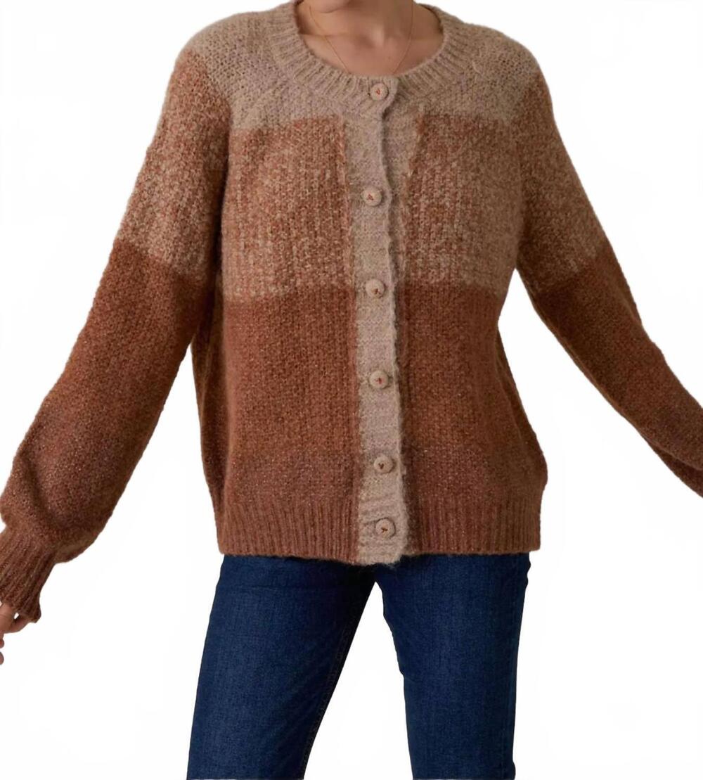 NEW SUNDAY EDITION grateful colorblock cardigan in camel